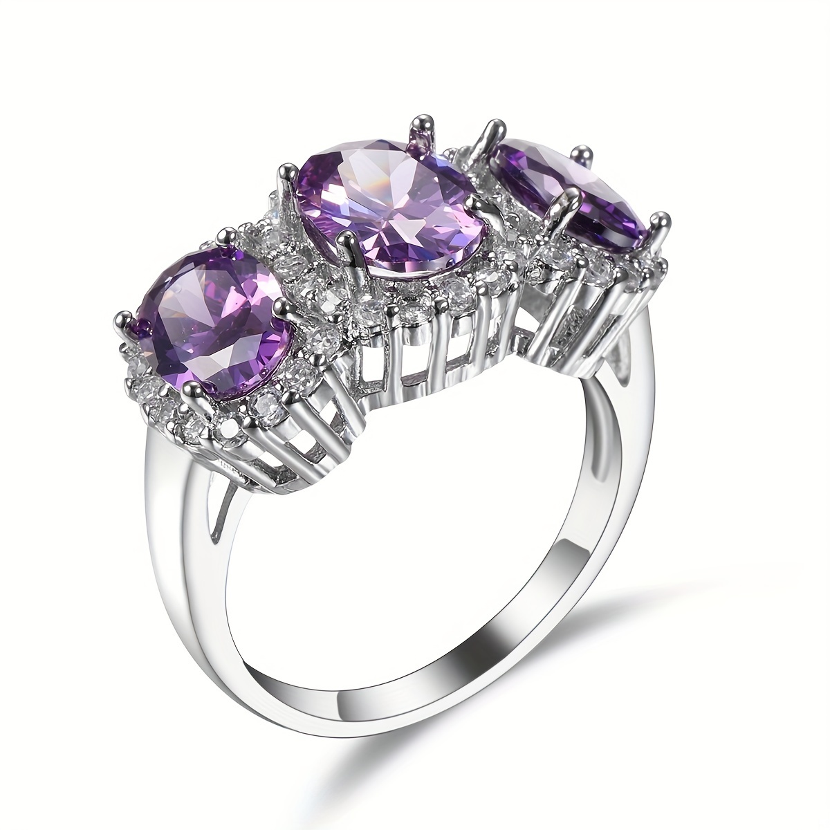 Light Purple Zirconia Proposal Ring